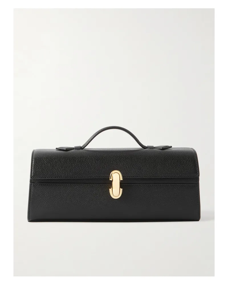 SAVETTE Slim Symmetry Pochette Textured-leather Tote - Black Black