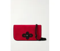 Sans Fin Tasseled Cord-trimmed Suede Clutch - Red