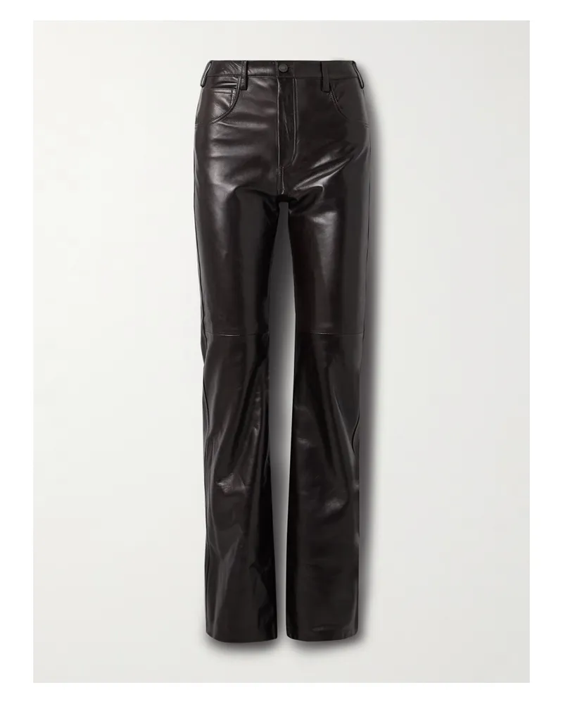 Nili Lotan Joan Hose Mit Geradem Bein Aus Leder - Braun Braun
