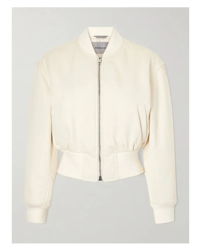 Balenciaga Cropped Shell Bomber Jacket - Neutrals Neutrals