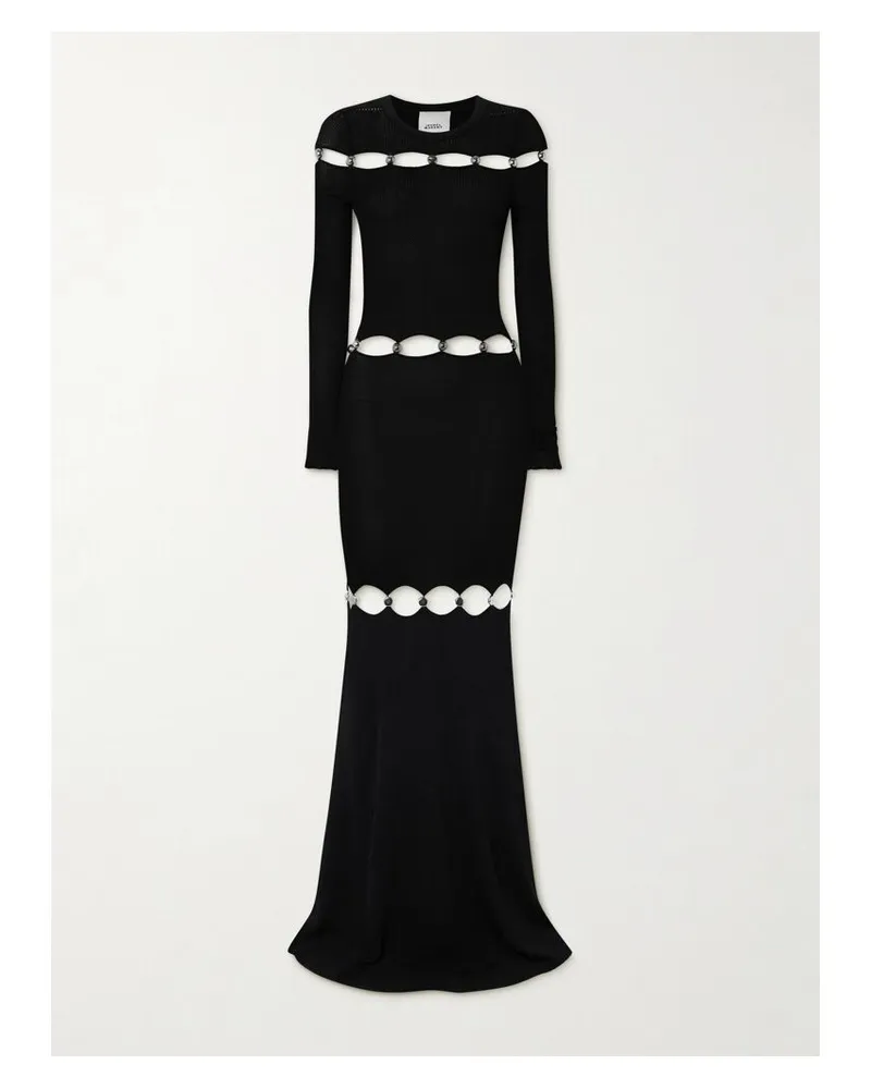 Isabel Marant Elmire Maxikleid Aus Strick Mit Cut-outs Und Verzierungen - Schwarz Schwarz