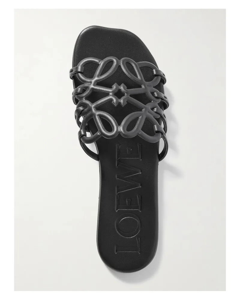 Loewe Petal Anagram Pantoletten Aus Leder - Schwarz Schwarz