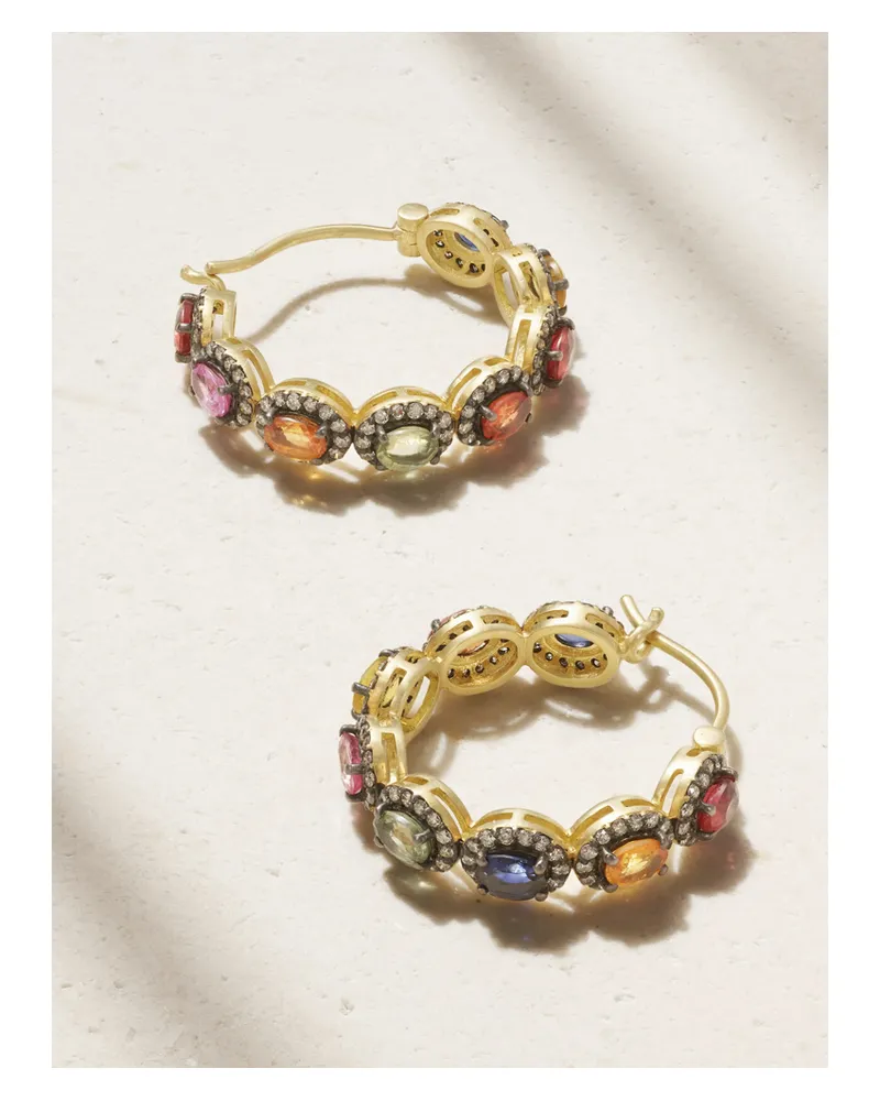 Amrapali Mini Rajasthan Creolen Aus 18 Karat Gold Mit Diamanten Und Saphiren Gold