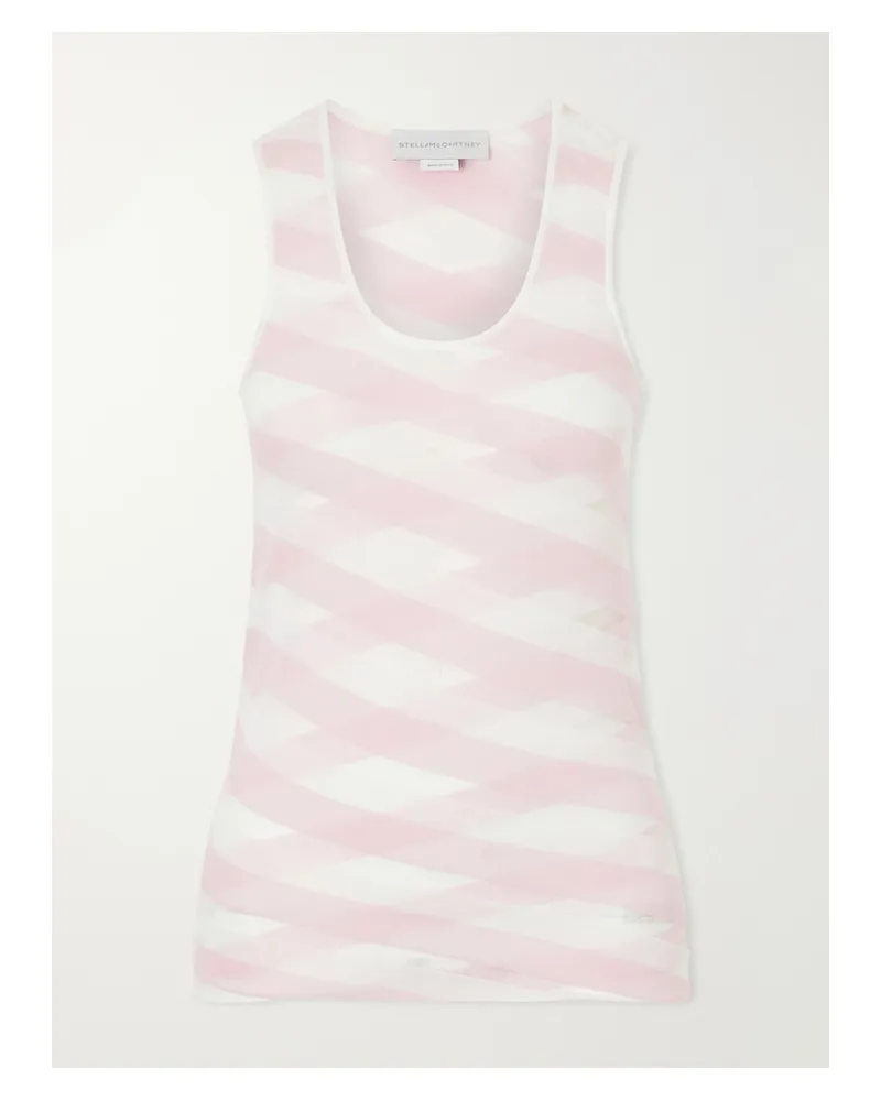 Stella McCartney Striped Mesh-paneled Cotton-blend Tank Top - Pink Pink