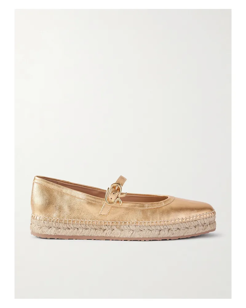 Gianvito Rossi Elda Mary-jane-espadrilles Aus Metallic-leder - Gold Gold