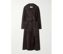 Doppelreihiger Trenchcoat Aus Veloursleder - Braun