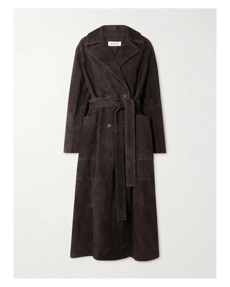 Róhe Doppelreihiger Trenchcoat Aus Veloursleder - Braun Braun
