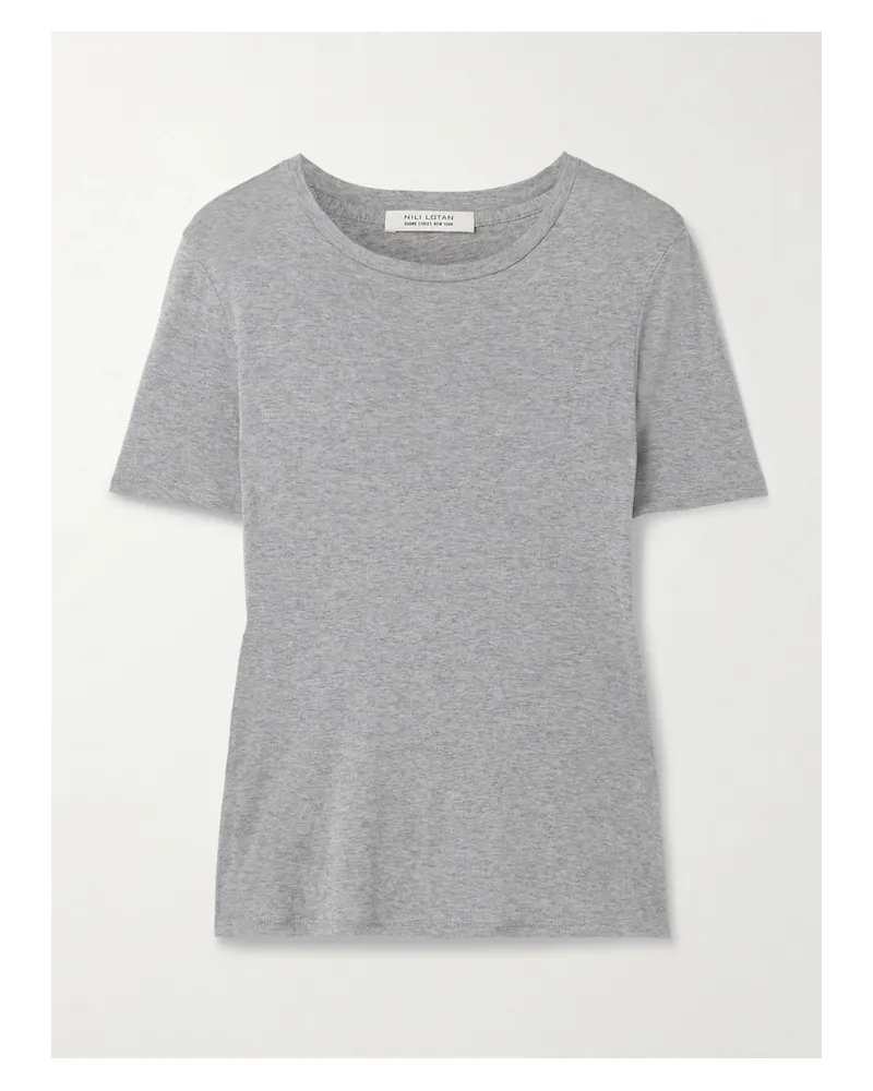 Nili Lotan Elin T-shirt Aus Einer Baumwoll-kaschmirmischung - Grau Grau