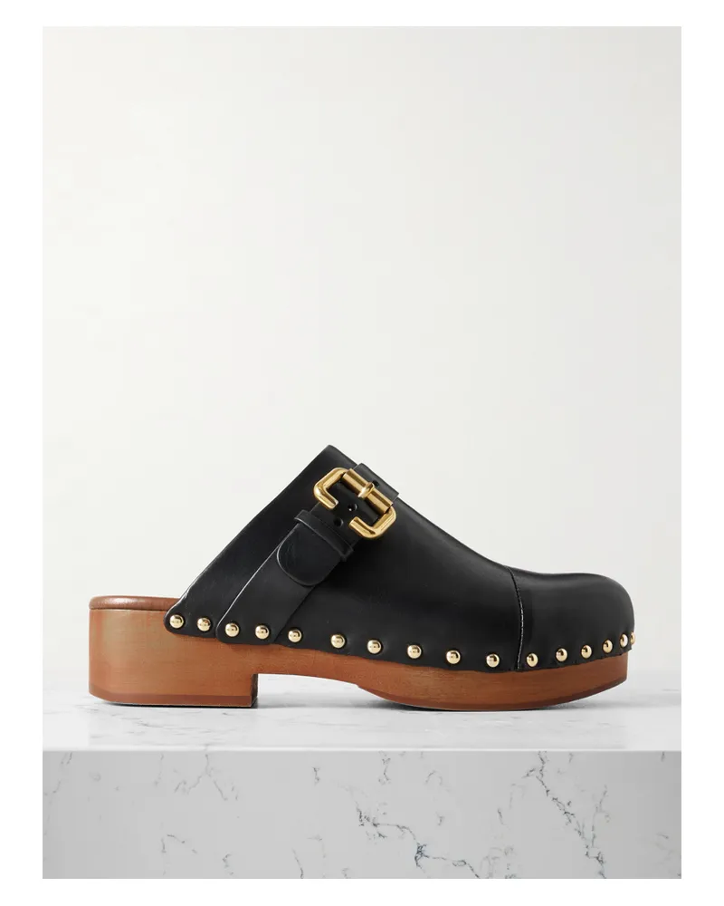 Chloé Jeannette Clogs Aus Leder Mit Verzierungen - Schwarz Schwarz