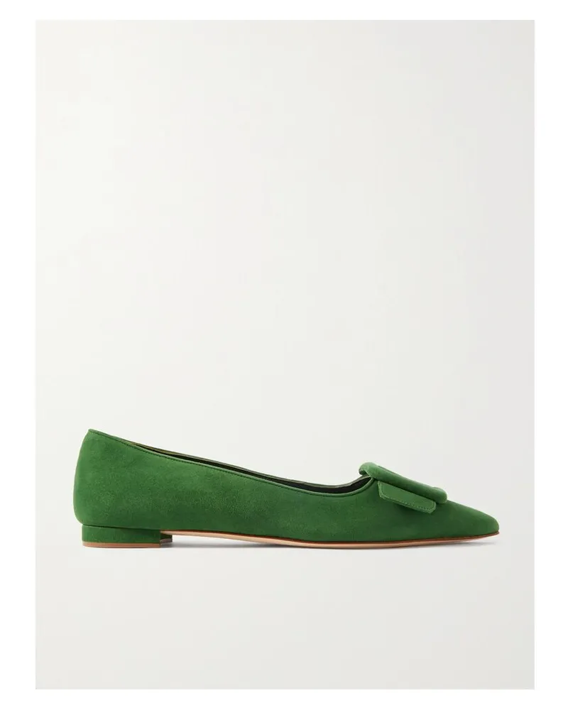 Manolo Blahnik Maysale Ballerinas Aus Veloursleder - Grün Grün