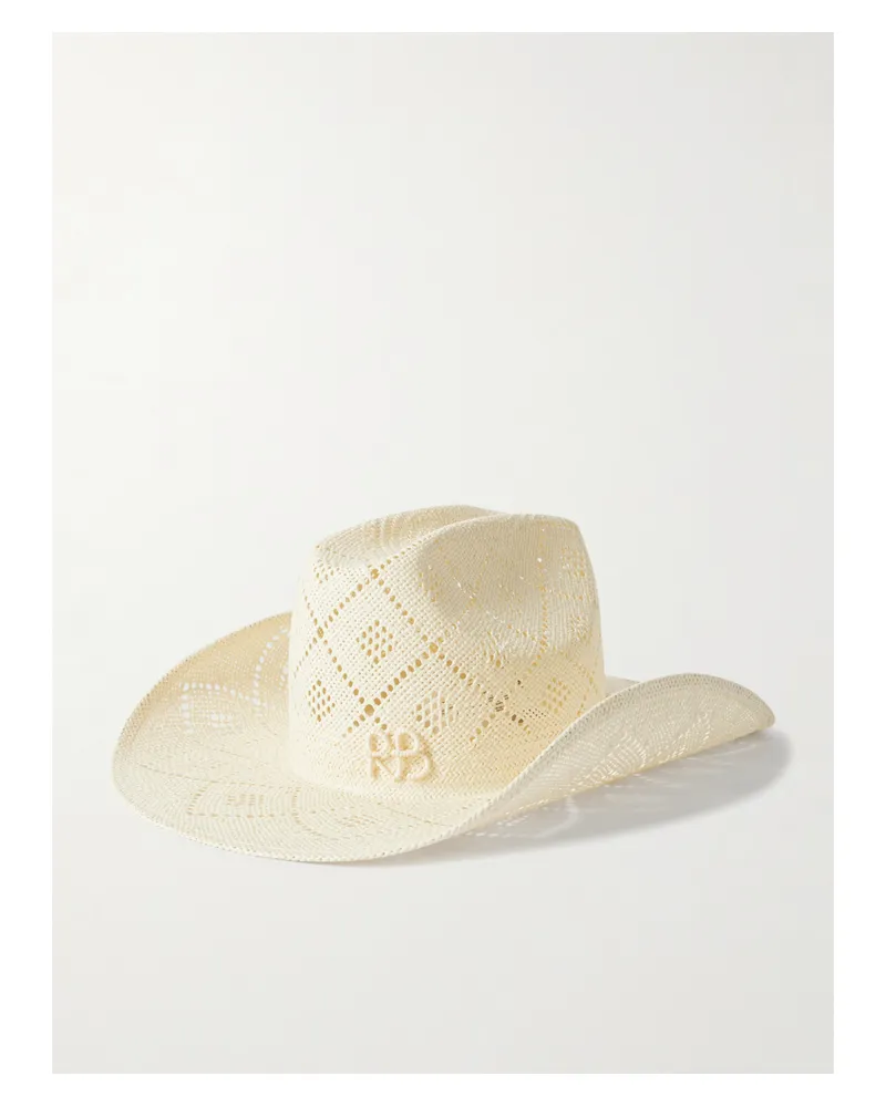RUSLAN BAGINSKIY Cowboy Embroidered Straw Hat - Neutrals Neutrals