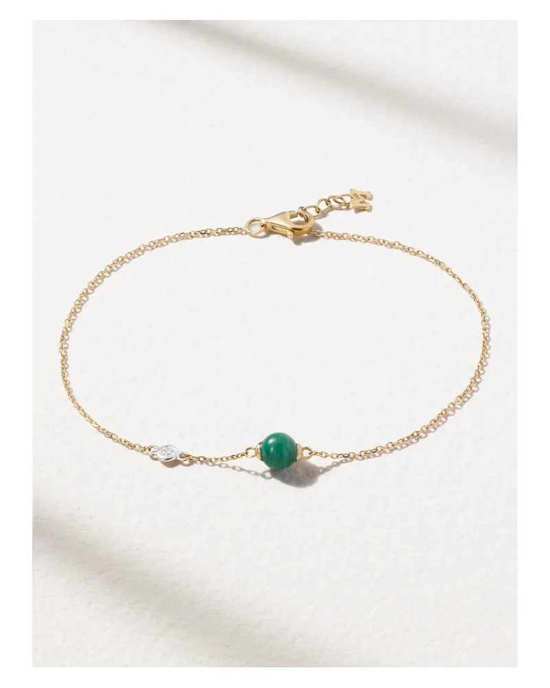 MATEO Dot 14-karat Gold, Malachite And Diamond Bracelet - Green Green