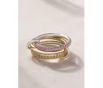 Celeste Set Aus Drei Ringen Aus 18 Karat Gelb- Und Weißgold Mit Saphiren