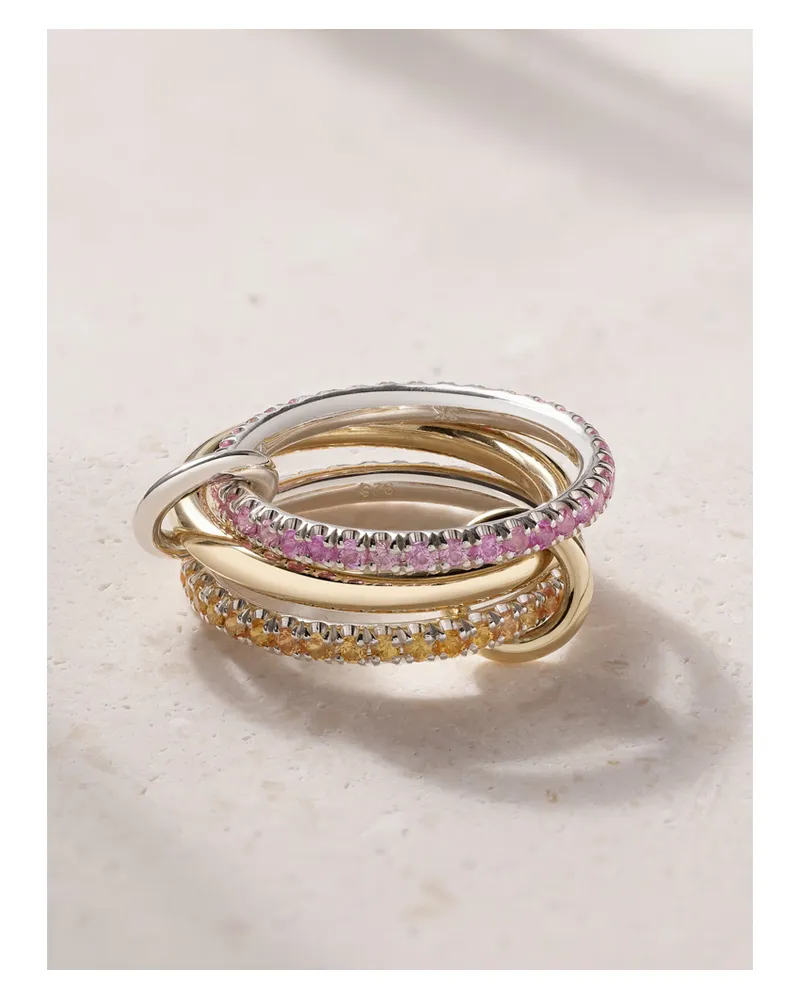Spinelli Kilcollin Celeste Set Aus Drei Ringen Aus 18 Karat Gelb- Und Weißgold Mit Saphiren Gold