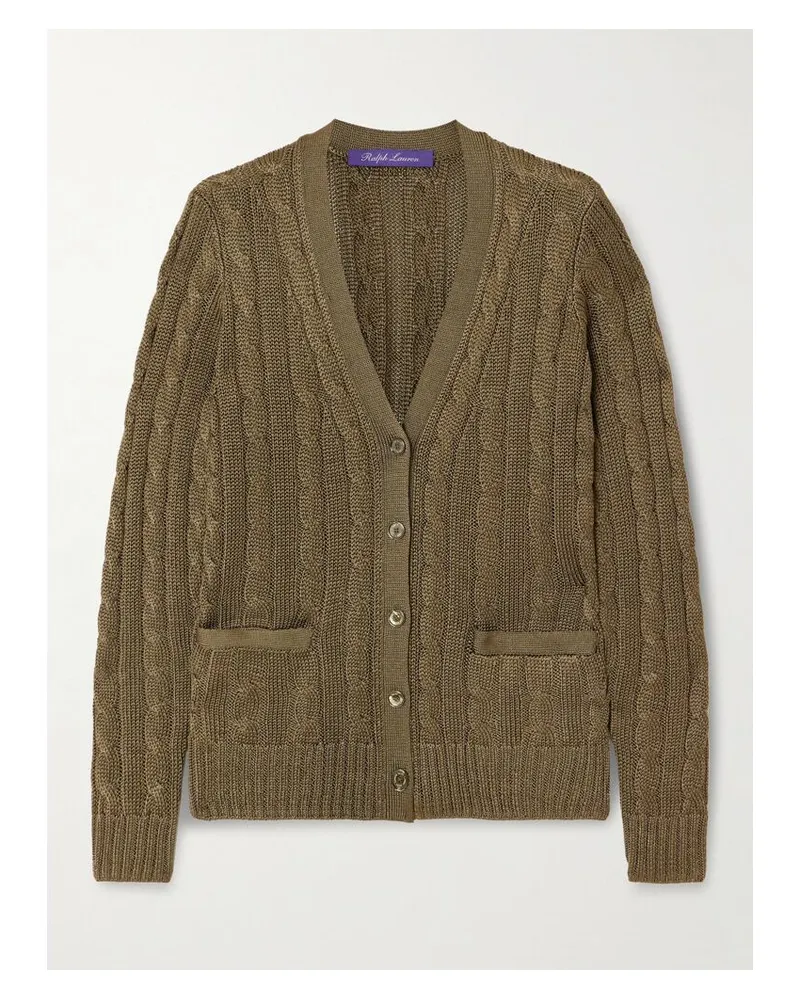 Ralph Lauren Cardigan Aus Seide In Zopfstrick - Grün Grün