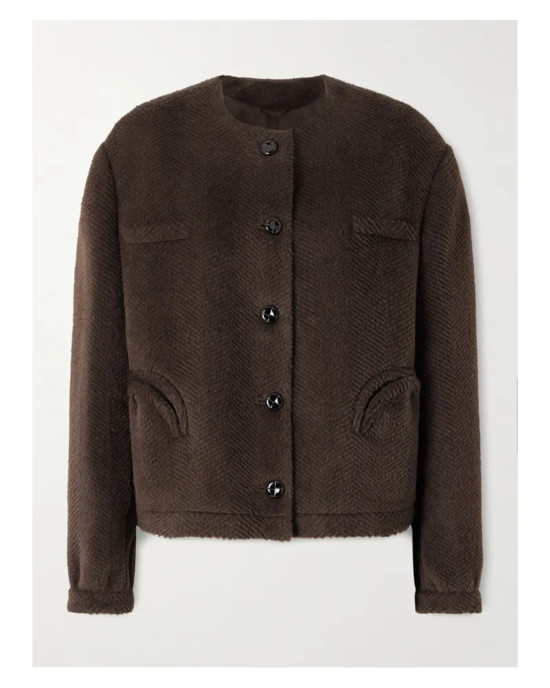 Blazé Milano This Is It Gliss Jacke Aus Einer Alpaka-wollmischung Mit Fischgratmuster - Braun Braun