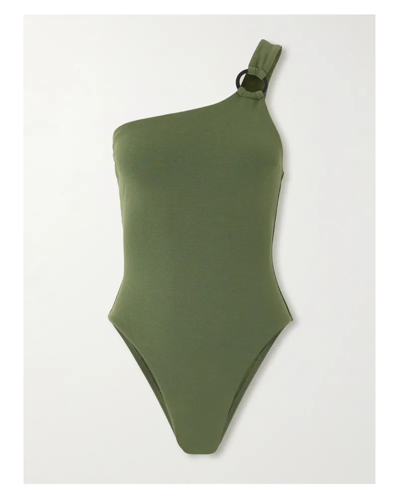 Matteau Ring Asymmetrischer Badeanzug Aus Recyceltem Stretch-crêpe Mit Verzierung - Grün Grün