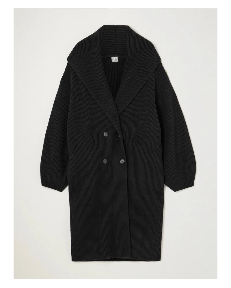 Totême Double-breasted Ribbed Wool Cardigan - Black Black