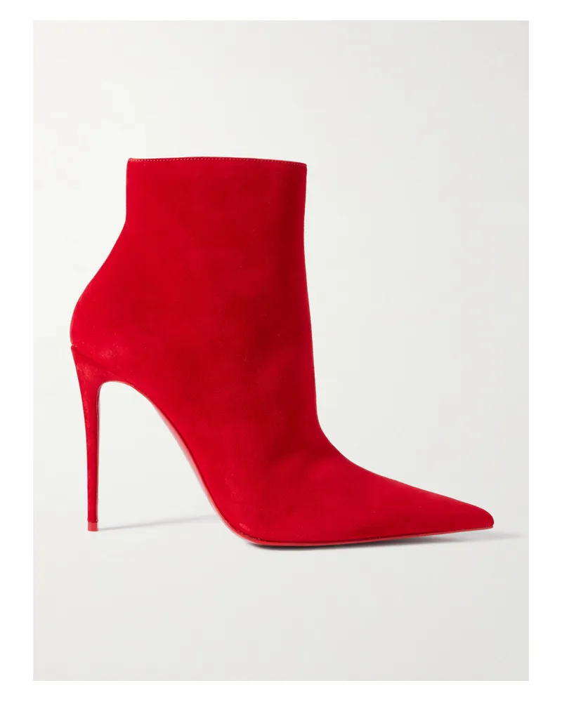 Christian Louboutin Kate Max 100 Suede Ankle Boots - Red Red