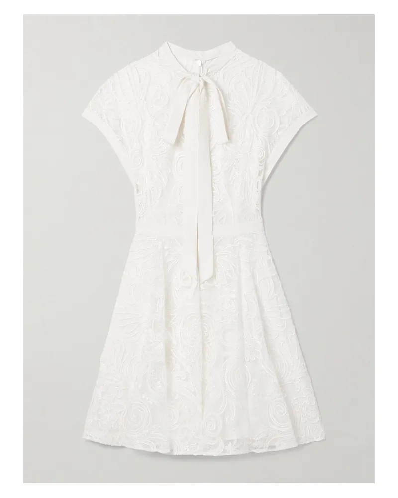 Zuhair Murad Minikleid Aus Schnurgebundener Spitze Mit Crêpe-besätzen Zum Binden - Weiß Weiß