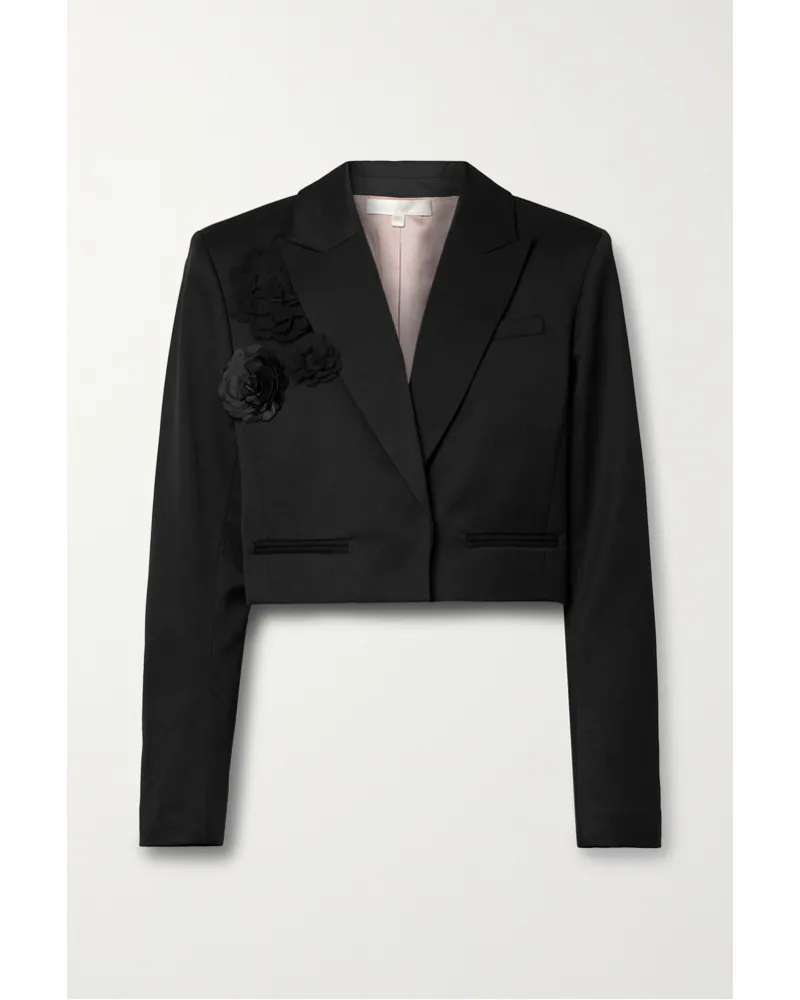 LoveShackFancy Cardelio Verkürzter Blazer aus Twill Schwarz