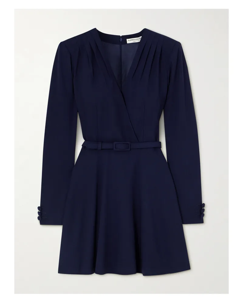 Alessandra Rich Minikleid Aus Crêpe Aus Einer Wollmischung Mit Gürtel - Blau Blau