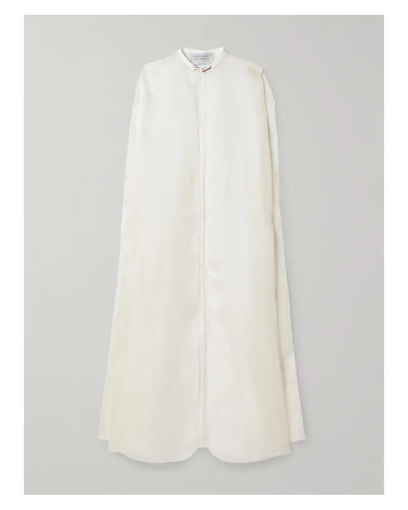 Gabriela Hearst Rowena Cape Aus Seidenorganza Mit Lederbesatz - Weiß Weiß