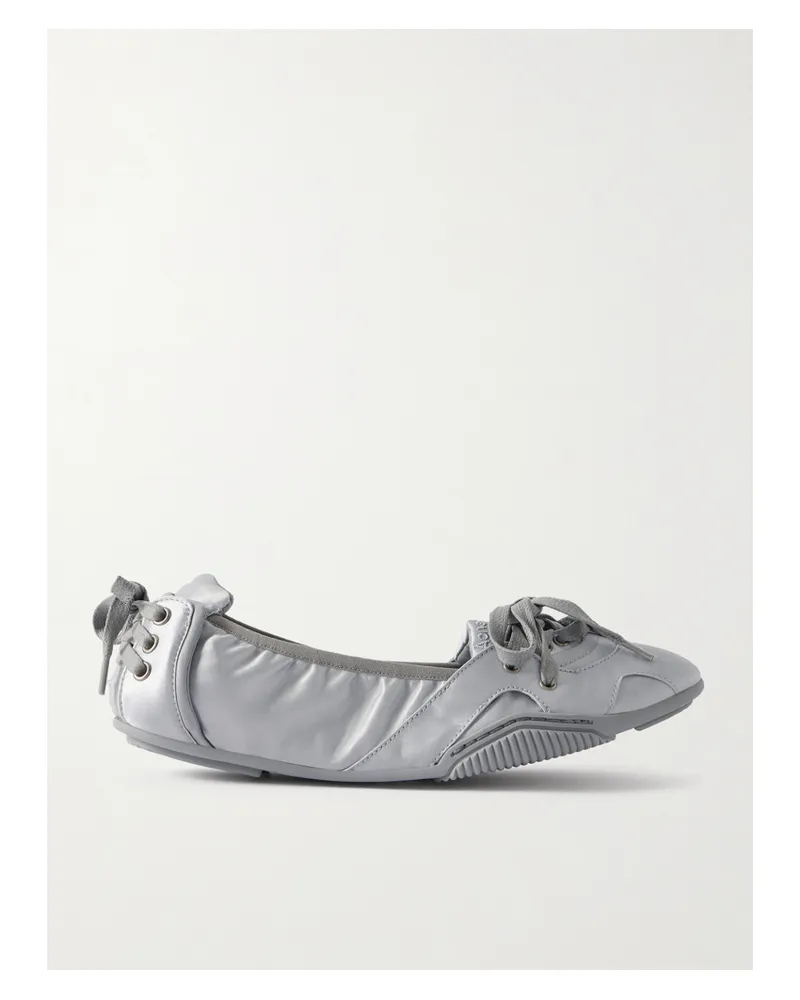 Acne Studios Bilaria Ballerinas Aus Satin Mit Logostickerei - Grau Grau