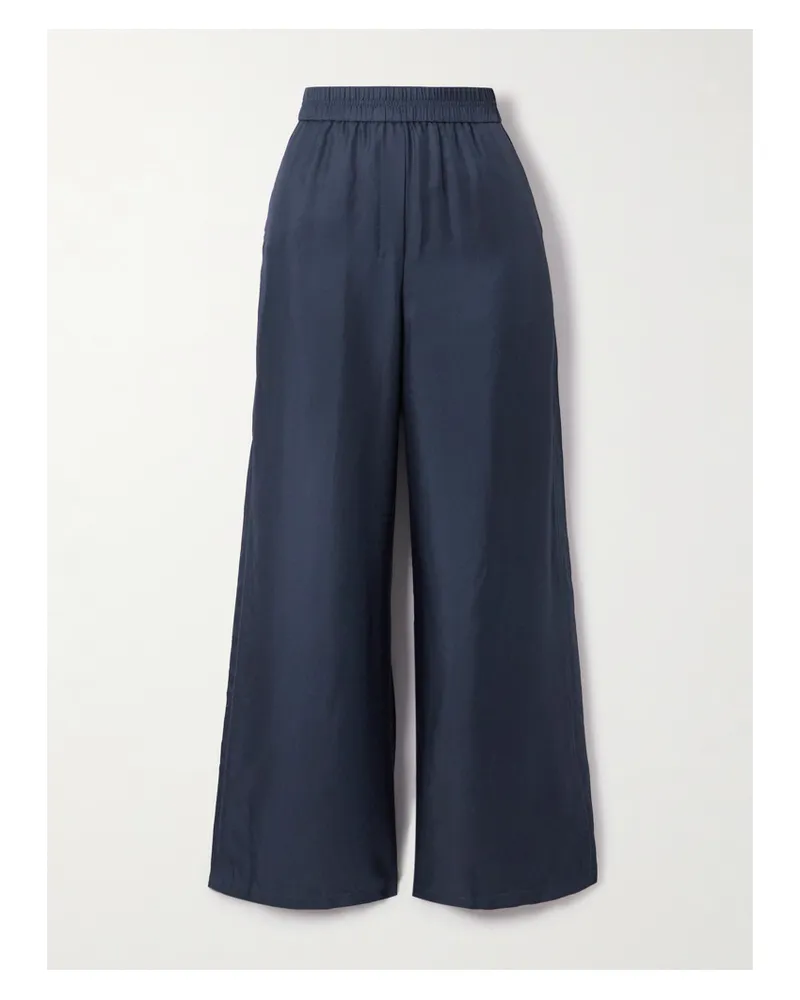 Theory Hose Mit Weitem Bein Aus Seiden-twill - Blau Blau