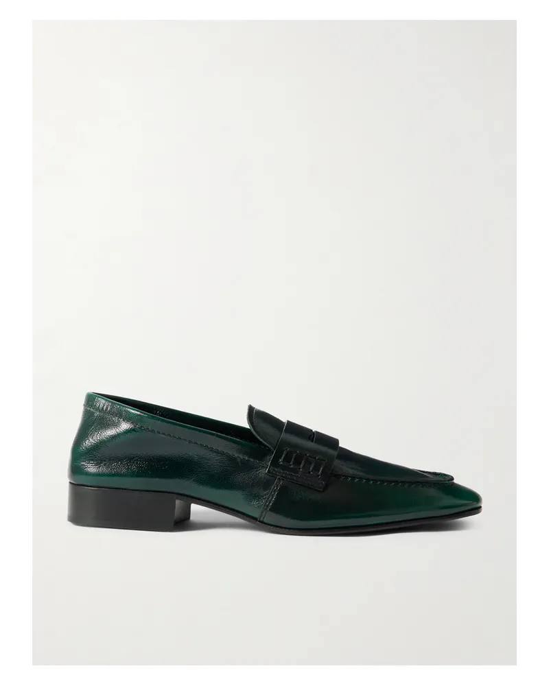 Dries van Noten Pennyloafers Aus Glanzleder - Grün Grün