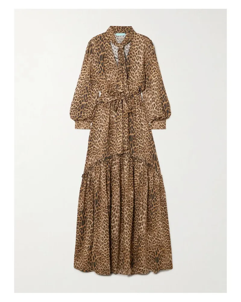Melissa Odabash Skylar Maxikleid Aus Bedrucktem Crêpe Mit Schluppe Und Bindegürtel - Animal-Print Animal-print