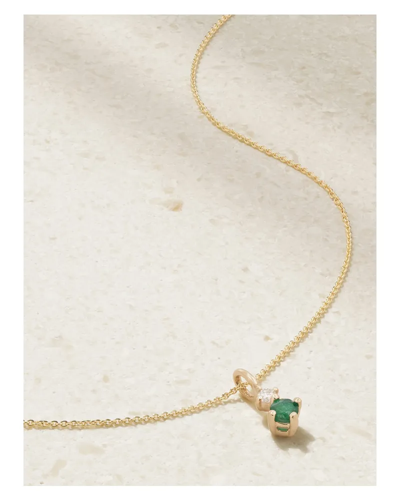 Stone & Strand Tiny Green Goddess Kette Aus 14 Karat Gold Mit Diamant Und Smaragd Gold