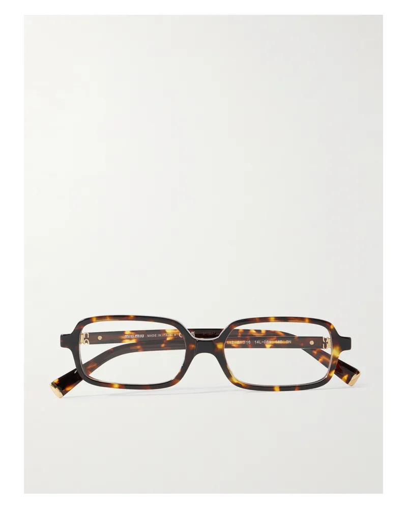 Miu Miu Rectangular-frame Tortoiseshell Acetate Optical Glasses Tortoiseshell