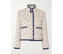 Cherryfic Steppjacke Aus Einer Baumwollmischung Mit Jacquard-muster Und Chenille-besätzen - Creme