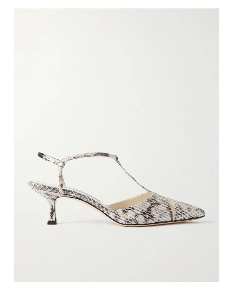 Manolo Blahnik Turgimod 50 Cutout Elaphe Slingback Pumps - Neutrals Neutrals