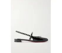 Sweet Janispikes Flache Slingback-schuhe Aus Lackleder Mit Nieten - Schwarz