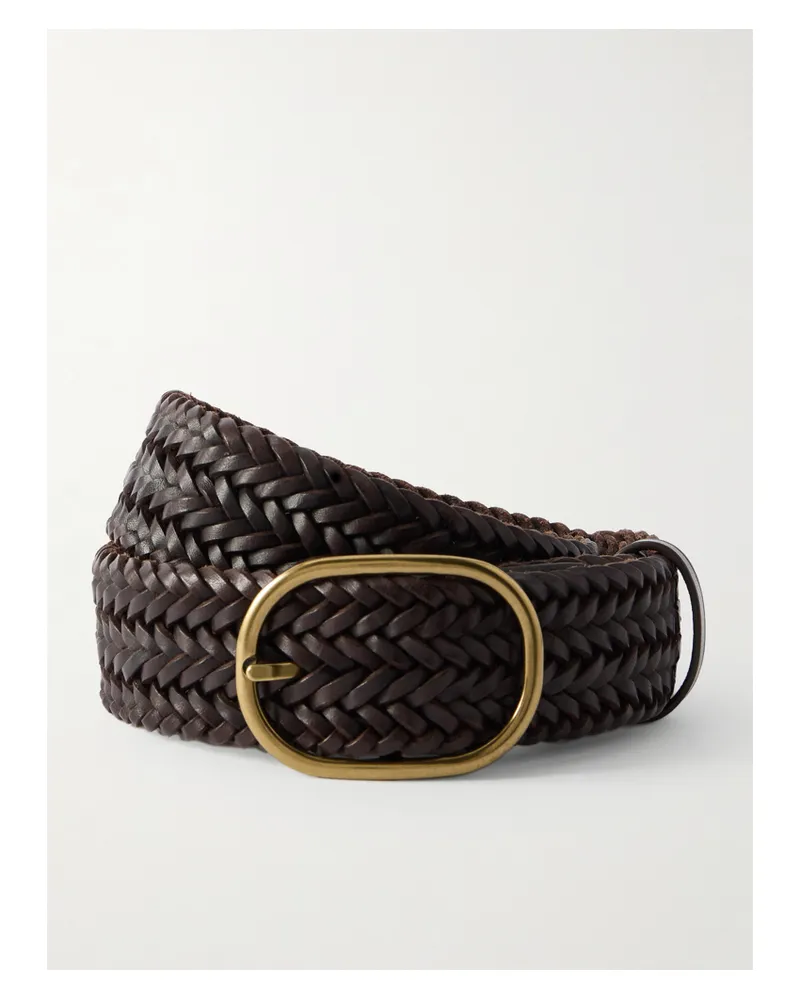 Dragon Diffusion Woven Leather Belt - Brown Brown