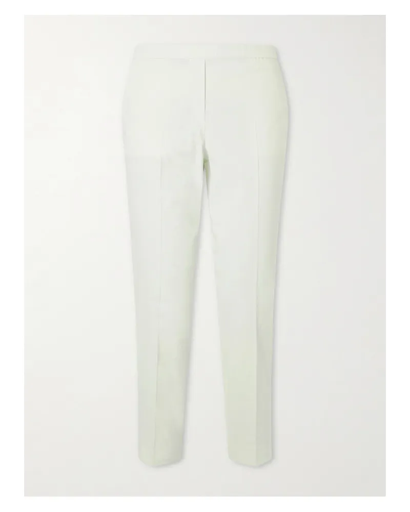 Theory Treeca Linen-blend Straight-leg Pants - Green Green
