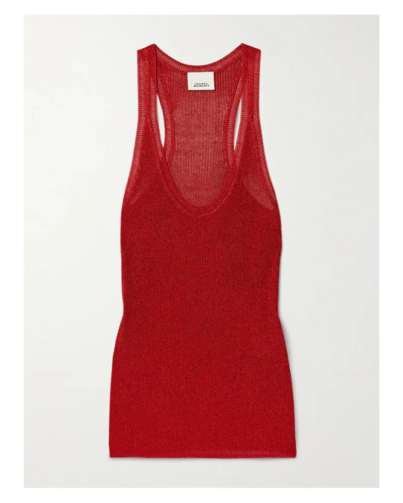 Isabel Marant Joely Tanktop Aus Rippstrick In Metallic-optik - Rot Rot