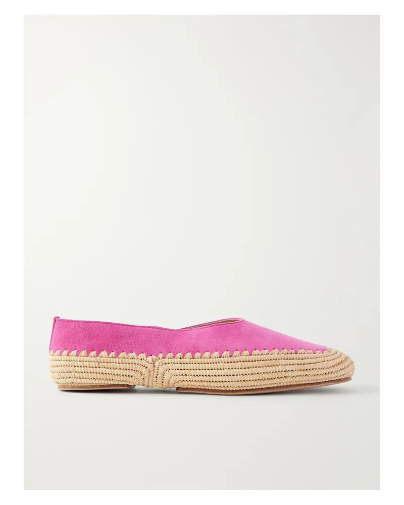 Gabriela Hearst Suede And Raffia Ballet Flats - Pink Pink