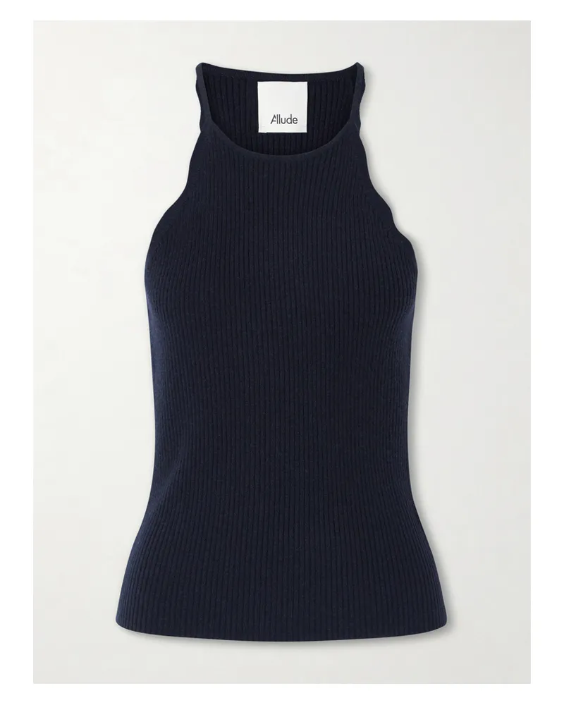 ALLUDE Top Aus Einer Woll-kaschmirmischung In Rippstrick - Blau Blau