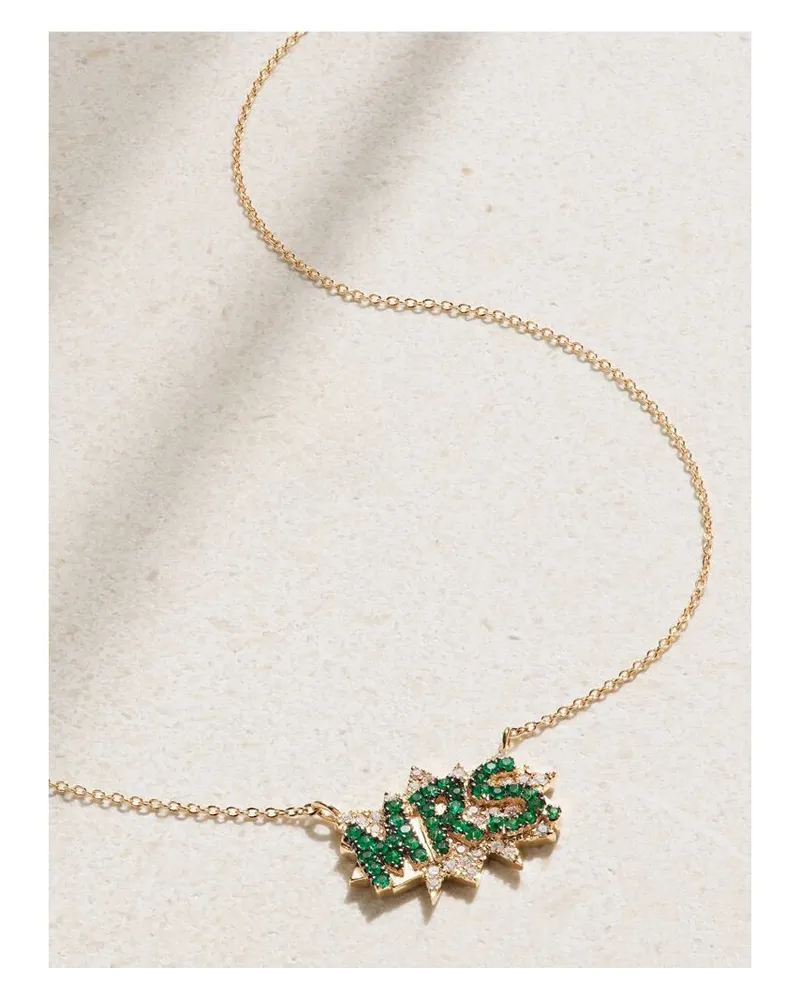 Diane Kordas Mrs. Kette Aus 18 Karat Gold Mit Smaragden Und Diamanten Gold
