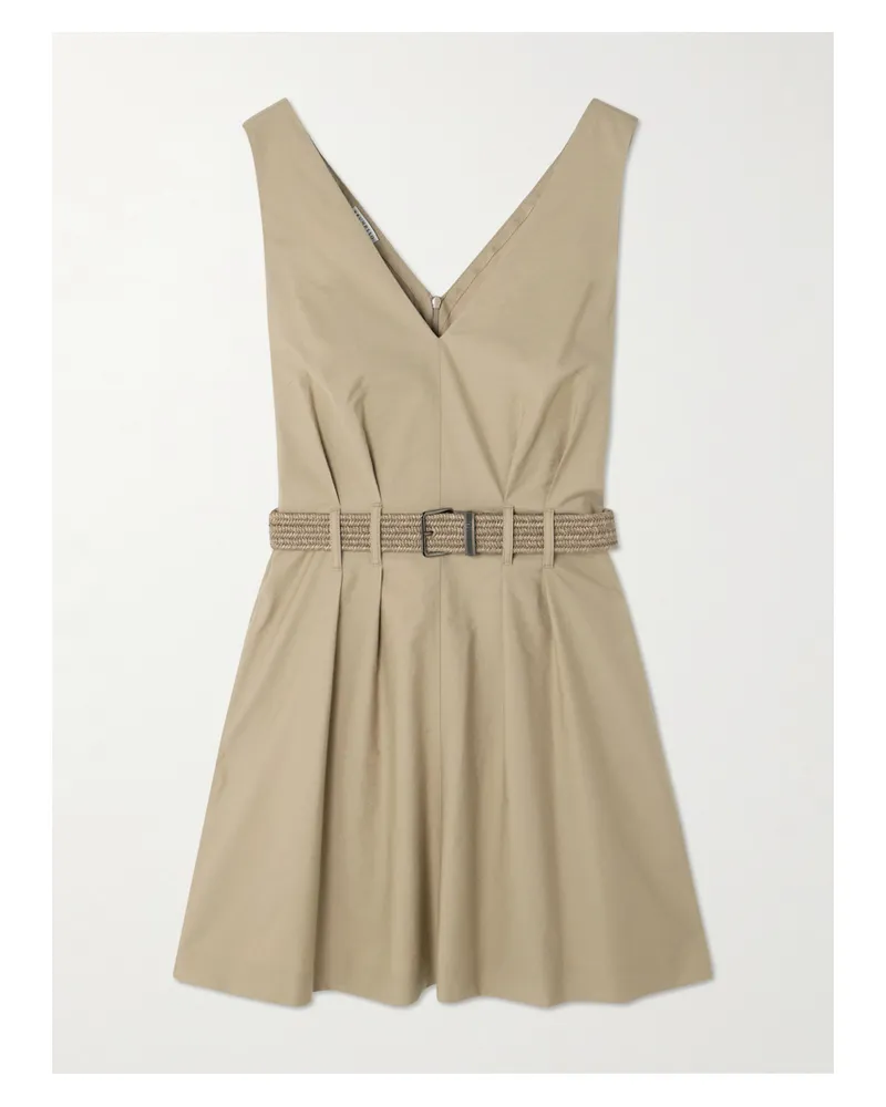 Brunello Cucinelli Minikleid Aus Twill Aus Einer Baumwollmischung Mit Gürtel - Braun Braun