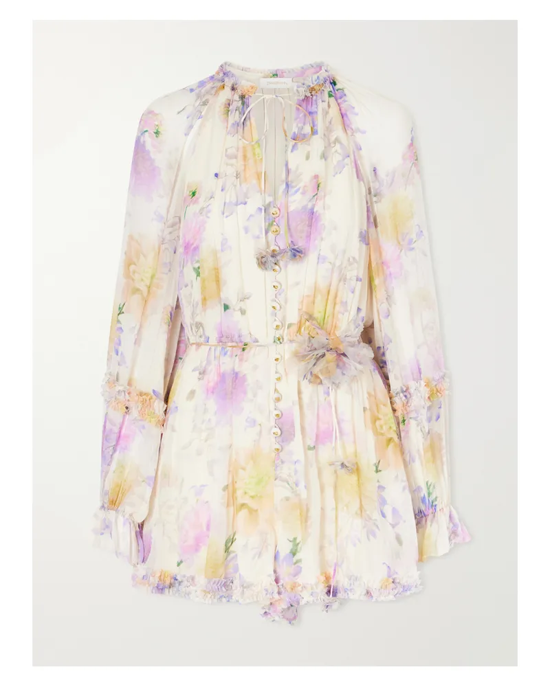 Zimmermann Luna Ruffled Playsuit - Cream Cream