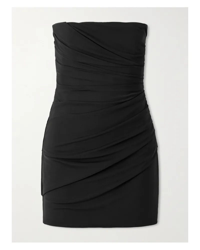 Alex Perry Strapless Gathered Stretch-mesh Mini Dress - Black Black