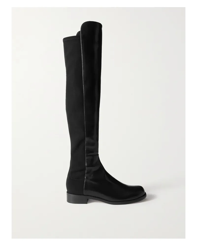 Stuart Weitzman 5050 Lift Leather And Stretch Over-the-knee Boots - Black Black