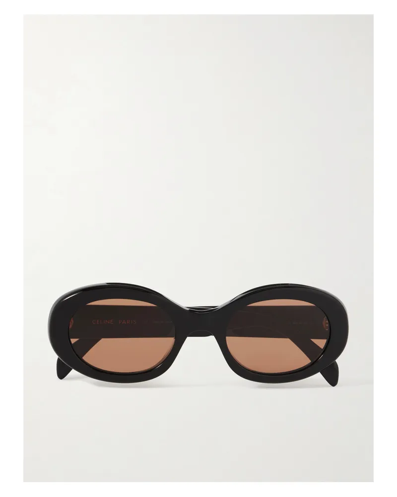 Celine Triomphe Sonnenbrille Mit Ovalem Rahmen Aus Azetat - Schwarz Schwarz