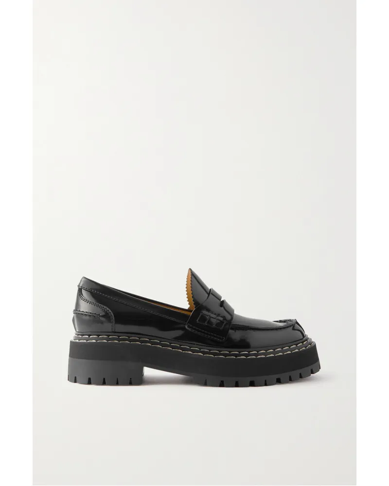 Proenza Schouler Lug Sole Plateau-loafers aus Glanzleder Schwarz