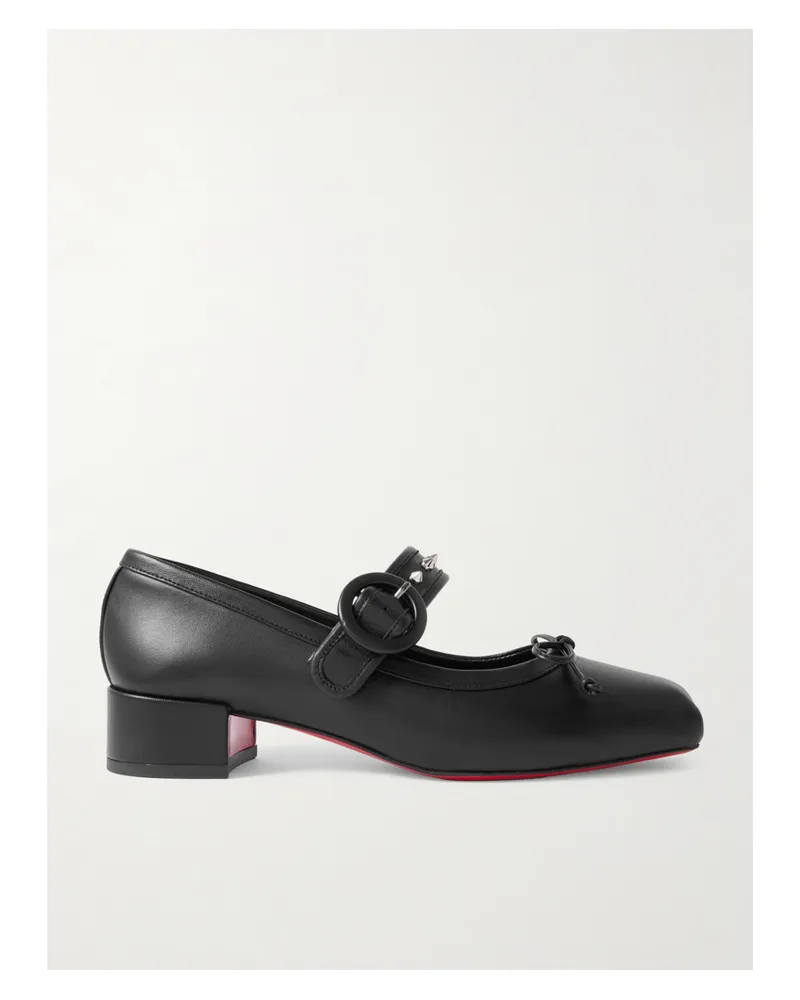 Christian Louboutin Mamastrapita 30 Mary-jane-pumps Aus Leder Mit Nieten - Schwarz Schwarz