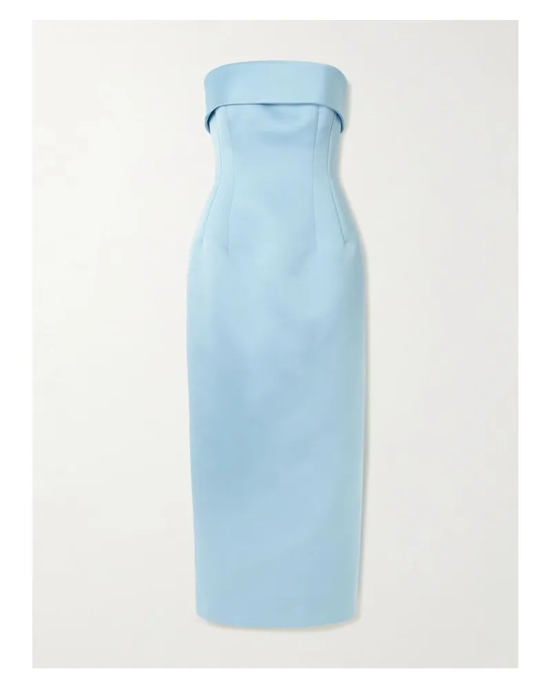EMILIA WICKSTEAD Keeley Mudu Trägerloses Midikleid Aus Duchesse-satin - Blau Blau